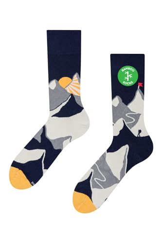 Dedoles Socken Unisex Damen Herren & Kinder Baumwolle viele lustige Designs 1 Paar Geschenk links rechts verschieden, Farbe: Grau, Motiv: Bergsteiger (Bambus), Gr. 35-38 von Dedoles