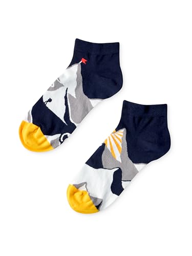 Dedoles Socken Unisex Damen Herren & Kinder Baumwolle viele lustige Designs 1 Paar Geschenk links rechts verschieden, Farbe: Grau, Motiv: Bergsteiger (Knöchelsocken), Gr. 35-38 von Dedoles