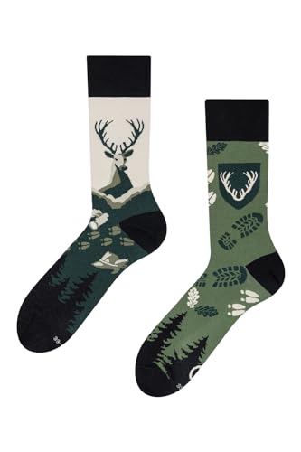 Dedoles Socken Unisex Damen Herren & Kinder Baumwolle viele lustige Designs 1 Paar Geschenk links rechts verschieden, Farbe: Grün, Motiv: Jäger und Förster, Gr. 39-42 von Dedoles