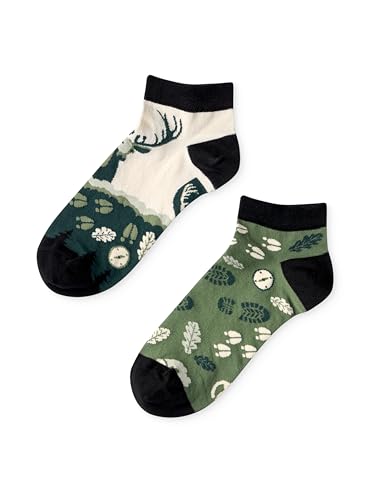 Dedoles Socken Unisex Damen Herren & Kinder Baumwolle viele lustige Designs 1 Paar Geschenk links rechts verschieden, Farbe: Grün, Motiv: Jäger und Förster (Knöchelsocken), Gr. 39-42 von Dedoles