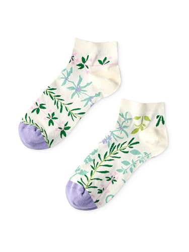 Dedoles Socken Unisex Damen Herren & Kinder Baumwolle viele lustige Designs 1 Paar Geschenk links rechts verschieden, Farbe: Lila, Motiv: Gartenkräuter (Knöchelsocken), Gr. 39-42 von Dedoles