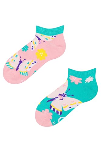Dedoles Socken Unisex Damen Herren & Kinder Baumwolle viele lustige Designs Fussball Fahrrad Geschenk links rechts verschieden, Farbe: Rosa, Motiv: Süße Schmetterlinge (Knöchelsocken), Gr. 27-30 von Dedoles