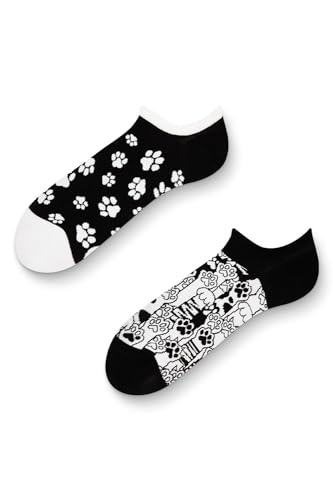 Dedoles Socken Unisex Damen Herren & Kinder Baumwolle viele lustige Designs 1 Paar Geschenk links rechts verschieden, Farbe: Schwarz, Motiv: Katzenpfoten, Gr. 35-38 EU von Dedoles