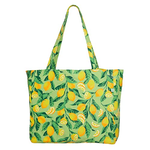 Dedoles Große Strandtasche Damen Schwimmbad Badetasche viele lustige Designs Zitronen Kokosnuss Sommer Meer Wasserabweisend Tasche, Farbe: Zitrushain in der Karibik von Dedoles