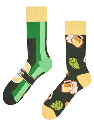 Dedoles Socken Regular normale Höhe Unisex Damen Herren Baumwolle viele lustige Designs Weihnachtssocken 1 Paar, Farbe Grün, Motiv Hopfengetränk in der Flasche, Gr. 35-38 von Dedoles