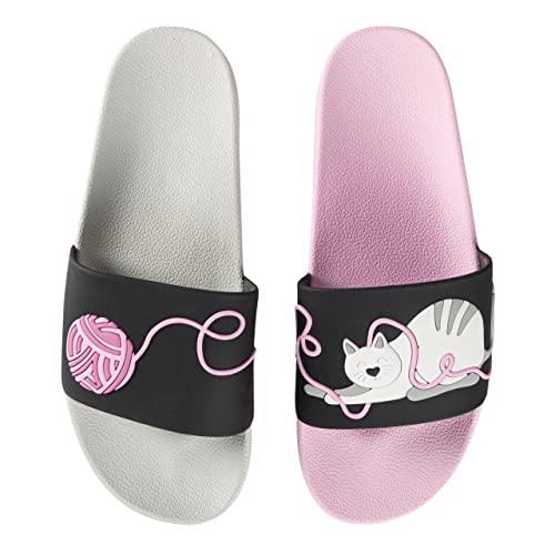 Dedoles Badeschuhe viele lustige Designs Bücher Kaffee Katze Party Pizza Dackel Fuchs Panda Delfin Geschenk, Farbe: Katze mit Wollknäuel, Gr.: 36 EU von Dedoles