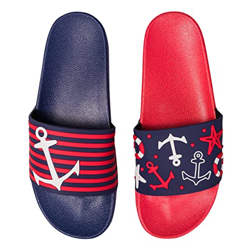 Dedoles Badeschuhe & Hausschuhe viele lustige Designs Bücher Kaffee Katze Party Pizza Dackel Fuchs Panda Delfin Geschenk, Farbe: Strand, Küste und Hafen, Gr.: 46 EU von Dedoles