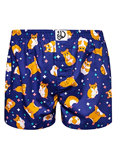 Dedoles Boxershorts Herren & Jungen Unterwäsche Trunks Baumwolle lustige Designs Dinosaurier Hamster Spiele Maulwurf Geschenk, Farbe Blau, Motiv Hamster Boxershorts, Gr. M von Dedoles