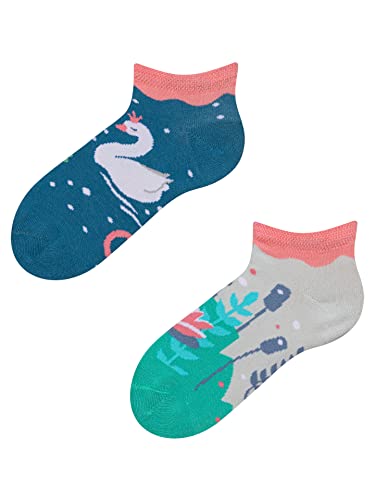 Dedoles Sneaker Socken Low Cut Füßlinge Kinder Mädchen Jungen Baumwolle lustiges Design Geschenk links rechts verschieden, 1 Paar, Farbe Mehrfarbig, Motiv Swans sneaker, Gr. 31-34 von Dedoles