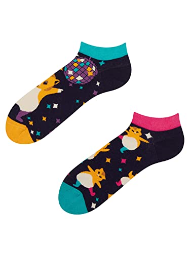 Dedoles Sneaker Socken Low Cut Füßlinge Unisex Damen Herren Baumwolle lustiges Design Geschenk links rechts verschieden, Farbe Mehrfarbig, Motiv Party-Hamster Knöchelsocken, Gr. 39-42 von Dedoles