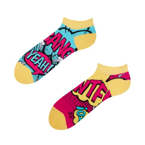 Dedoles Sneaker Socken Low Cut Füßlinge Unisex Damen Herren Baumwolle lustiges Design Geschenk links rechts verschieden, Farbe Mehrfarbig, Motiv Comics Knöchelsocken, Gr. 35-38 von Dedoles