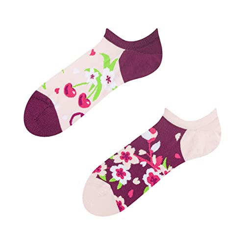 Dedoles Lustige Sneakersocken Kurze Herren & Damen aus Baumwolle 1 Paar, Farbe Rosa, Motiv Kirschblüte, Gr. 35-38 von Dedoles