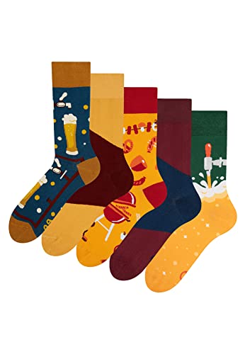 Dedoles Socken Regular normale Höhe Unisex Damen Herren Baumwolle viele lustige Designs Weihnachtssocken 5 Paar, Farbe Mehrfarbig, Motiv Hopfengetränkzeit 5er Pack, Gr. 43-46 von Dedoles