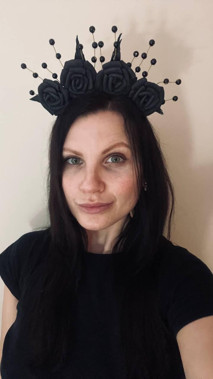 Schwarze Rosen Krone Galo Festival Haarteile Kopfbedeckung Für Gothic Hochzeit Frauen Magical Girl von Dedovashop