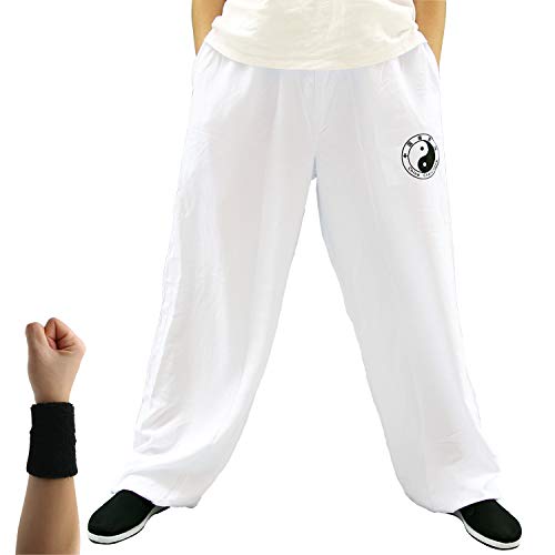 Dee Plus Wushuhose | Tai Chi Trainingshose | Yogahose - Traditionelle Chinesische Kampfkunst Qigong Wing Chun Shaolin Kung Fu Uniformen Training Hose Damen und Herren - Baumwolle - 2 Taschen von Dee Plus