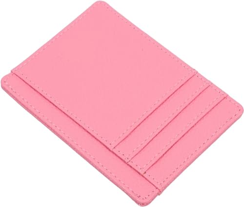 Kartenetui, kleine Geldbörsen, schmales Portemonnaie for Damen, Portemonnaie mit Steckfächern, Leder, Kartentasche, Ausweistasche, Kartenaufbewahrungstasche, Unisex-Geldbörse (Color : Pink) von DeeboW