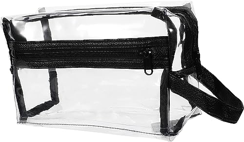 Make-up-Pinselhalter, Kosmetikaufbewahrung, Kosmetiktasche, Kulturbeutel, Make-up-Taschen aus Kunststoff, Reise-Organizer, transparente Kosmetiktasche, Kosmetiktasche (Color : Black, Size : 24x16cm von DeeboW