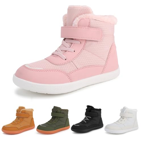 Deedlite Barfussschuhe Kinder Winter Wasserdicht, Barfussschuhe Kinder Winter Herbst, Barfußschuhe Winter Kinder Wanderschuhe Leicht Rutschfest Winterstiefel von Deedlite