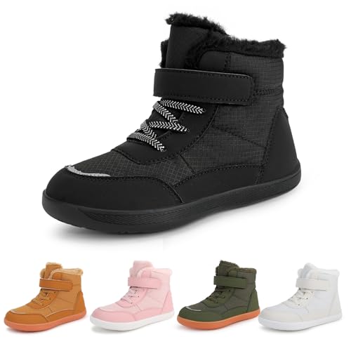 Deedlite Barfussschuhe Kinder Winter Wasserdicht, Barfussschuhe Kinder Winter Herbst, Barfußschuhe Winter Kinder Wanderschuhe Leicht Rutschfest Winterstiefel von Deedlite