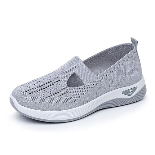 Orthopädische Schuhe Damen, Annelie Schuhe, Sommerschuhe mit Arch Support & Komfort, Leichte Barfußschuhe Sneaker Slipper Walkingschuhe für Frauen (Grau, 41) von Deedlite