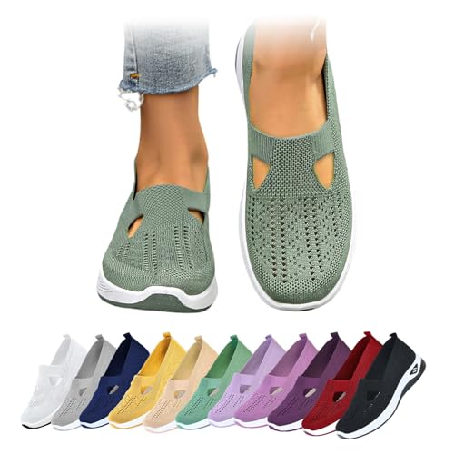 Orthopädische Schuhe Damen, Annelie Schuhe, Sommerschuhe mit Arch Support & Komfort, Leichte Barfußschuhe Sneaker Slipper Walkingschuhe für Frauen (Grün, 42) von Deedlite
