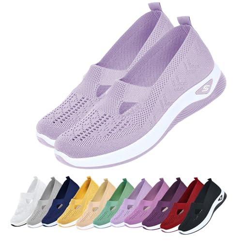 Orthopädische Schuhe Damen, Annelie Schuhe, Sommerschuhe mit Arch Support & Komfort, Leichte Barfußschuhe Sneaker Slipper Walkingschuhe für Frauen (Helllila, 44) von Deedlite
