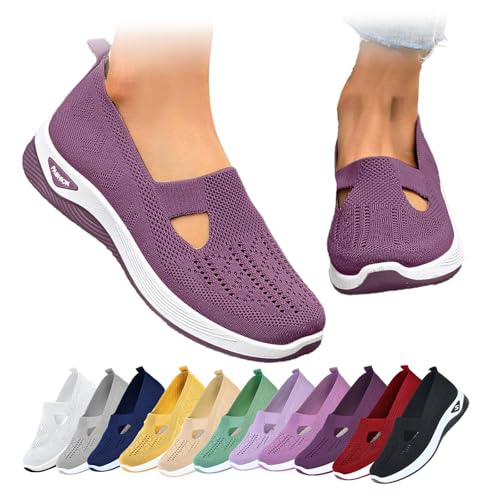 Orthopädische Schuhe Damen, Annelie Schuhe, Sommerschuhe mit Arch Support & Komfort, Leichte Barfußschuhe Sneaker Slipper Walkingschuhe für Frauen (Violett, 42) von Deedlite