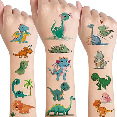 Deen Tattoo Kinder,Dino Tattoo Jungen,Dinosaurier Tattoos,Temporäre Tattoos Set 10 Blätter,Dinos Kindertattoos Aufkleber für Jungs Mädchen Kinder Party Spielen Kindergeburtstag Mitgebsel von Deen