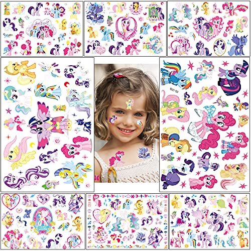 Kinder Tattoo,My Little Pony Einhorn Temporäre Tattoos Haut Aufkleber 8 Sheets Geburtstag für Jungen Mädchen Kinder Schulmaterial Partyzubehör Gefälligkeiten Aufkleber Geschenk für Kinder von Deen