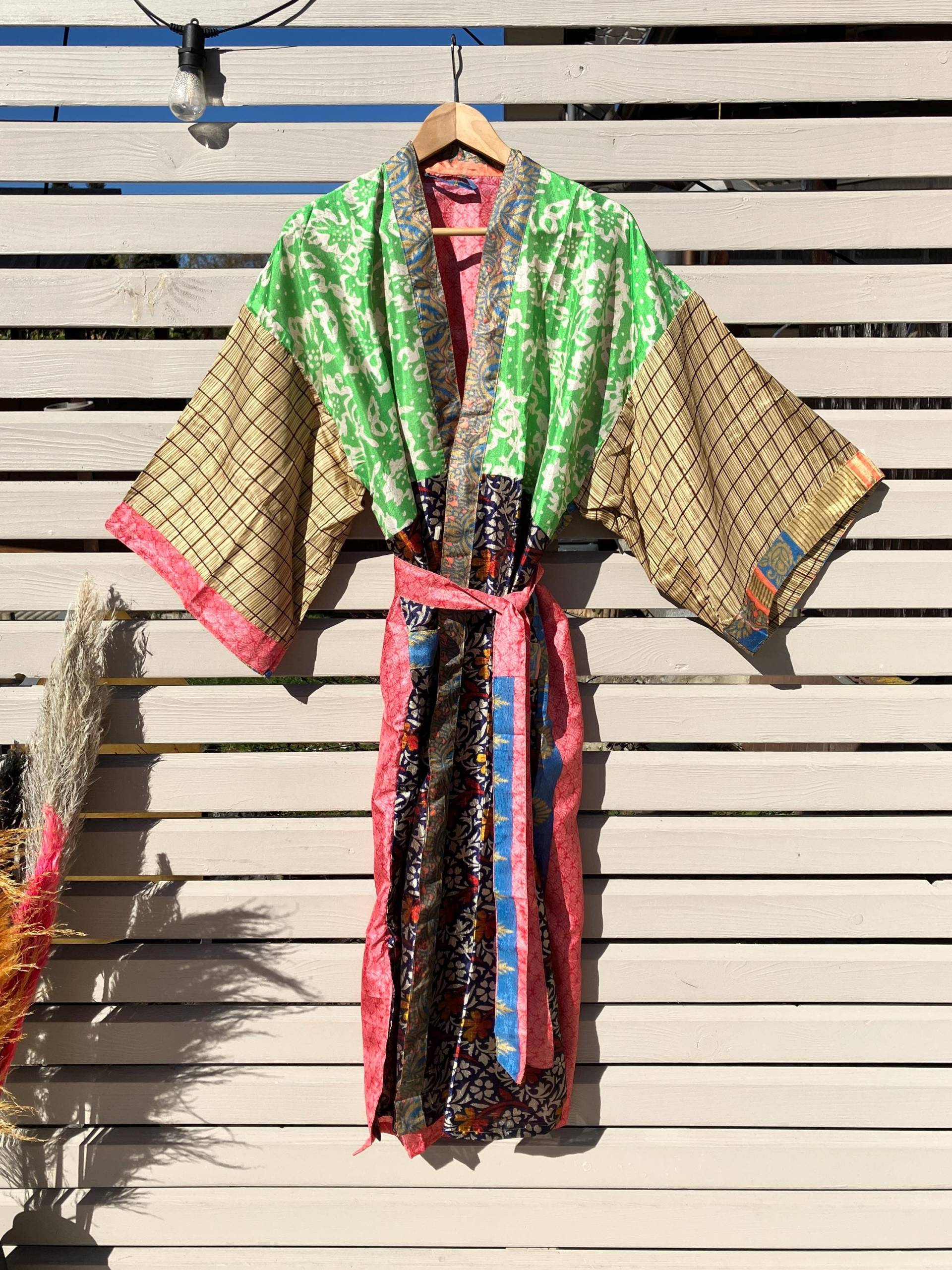 Deena - Boho Kimono & Ohrringe Set, Seidenkimono, Robe Aus Seide, Tunika Seide Mit Passendem Ohrschmuck, Ausführungen Zusammenstellbar von DeenaDesignDortmund