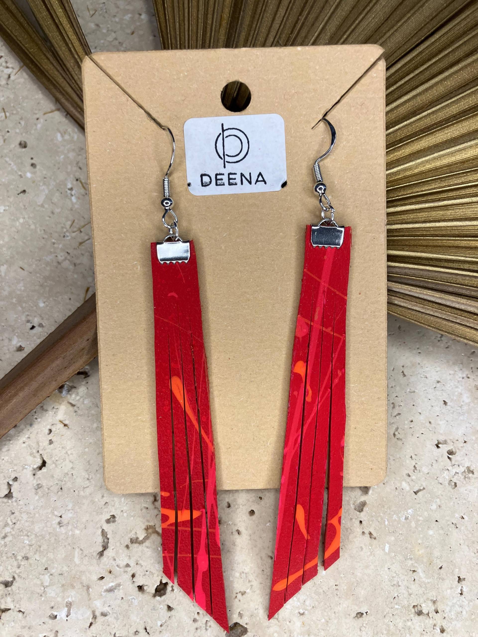 Deena - Handgemachte Ohrringe Aus Gefärbtem Leder, Rot Pink Orange Grafitti Mit Silberfarbenen Akzenten, Elegant & Ausgefallen Deena - Handgemachte Ohrringe Aus Gefärbtem Leder, Rot Pink Orange Grafitti Mit Silberfarbenen Akzenten, Elegant & Ausgefallen von DeenaDesignDortmund