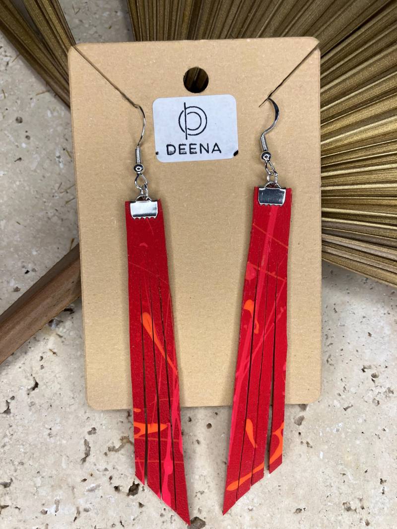 Deena - Handgemachte Ohrringe Aus Gefärbtem Leder, Rot Pink Orange Grafitti Mit Silberfarbenen Akzenten, Elegant & Ausgefallen Deena - Handgemachte Ohrringe Aus Gefärbtem Leder, Rot Pink Orange Grafitti Mit Silberfarbenen Akzenten, Elegant & Ausgefallen von DeenaDesignDortmund