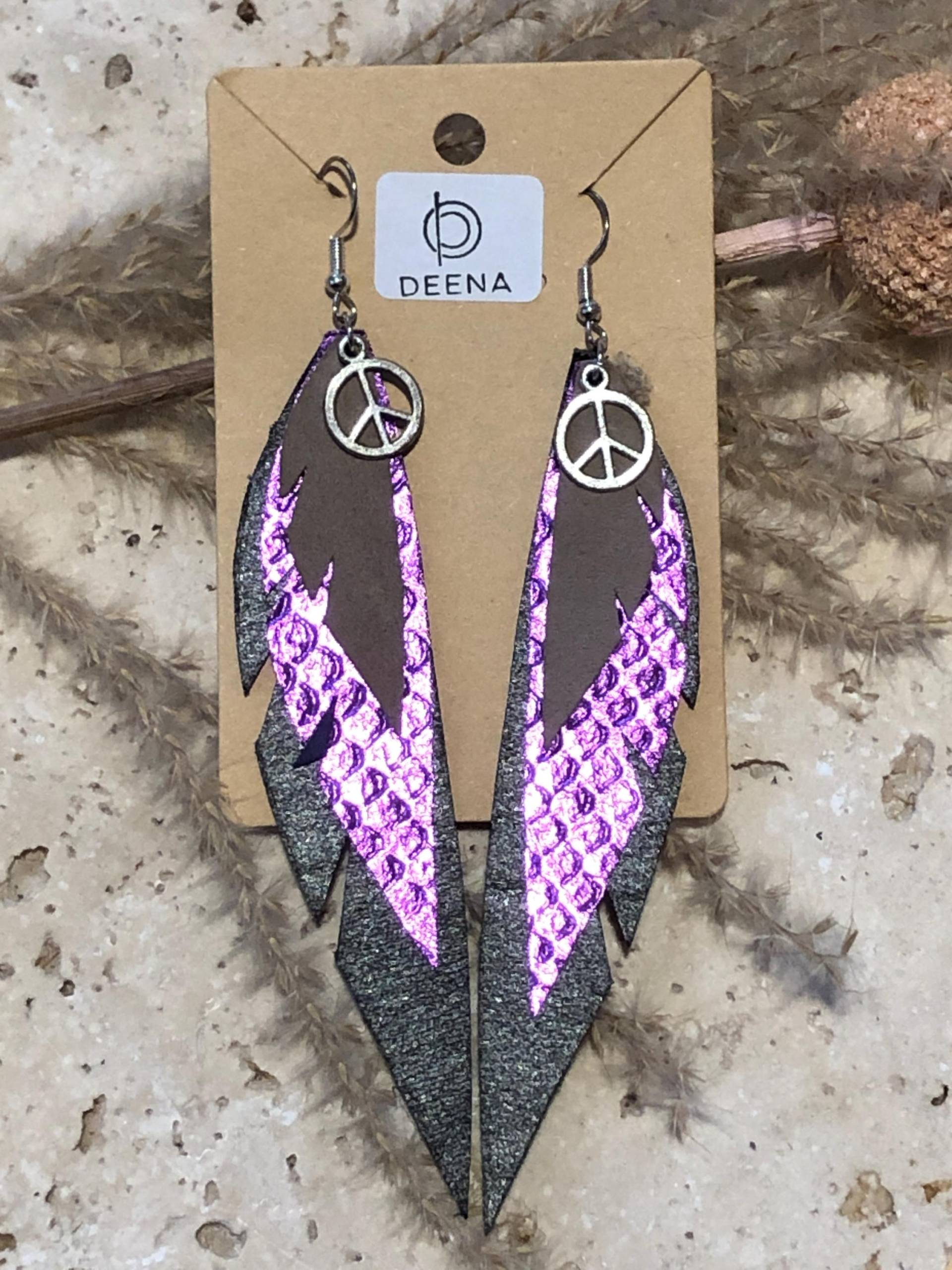 Deena - Handgemachte Ohrringe Aus Leder, Schwarz Lila Metallic Taupe Mit Silberfarbenen Akzenten, Einzigartig &ausgefallen Deena - Handgemachte Ohrringe Aus Leder, Schwarz Lila Metallic Taupe Mit Silberfarbenen Akzenten, Einzigartig &ausgefallen von DeenaDesignDortmund