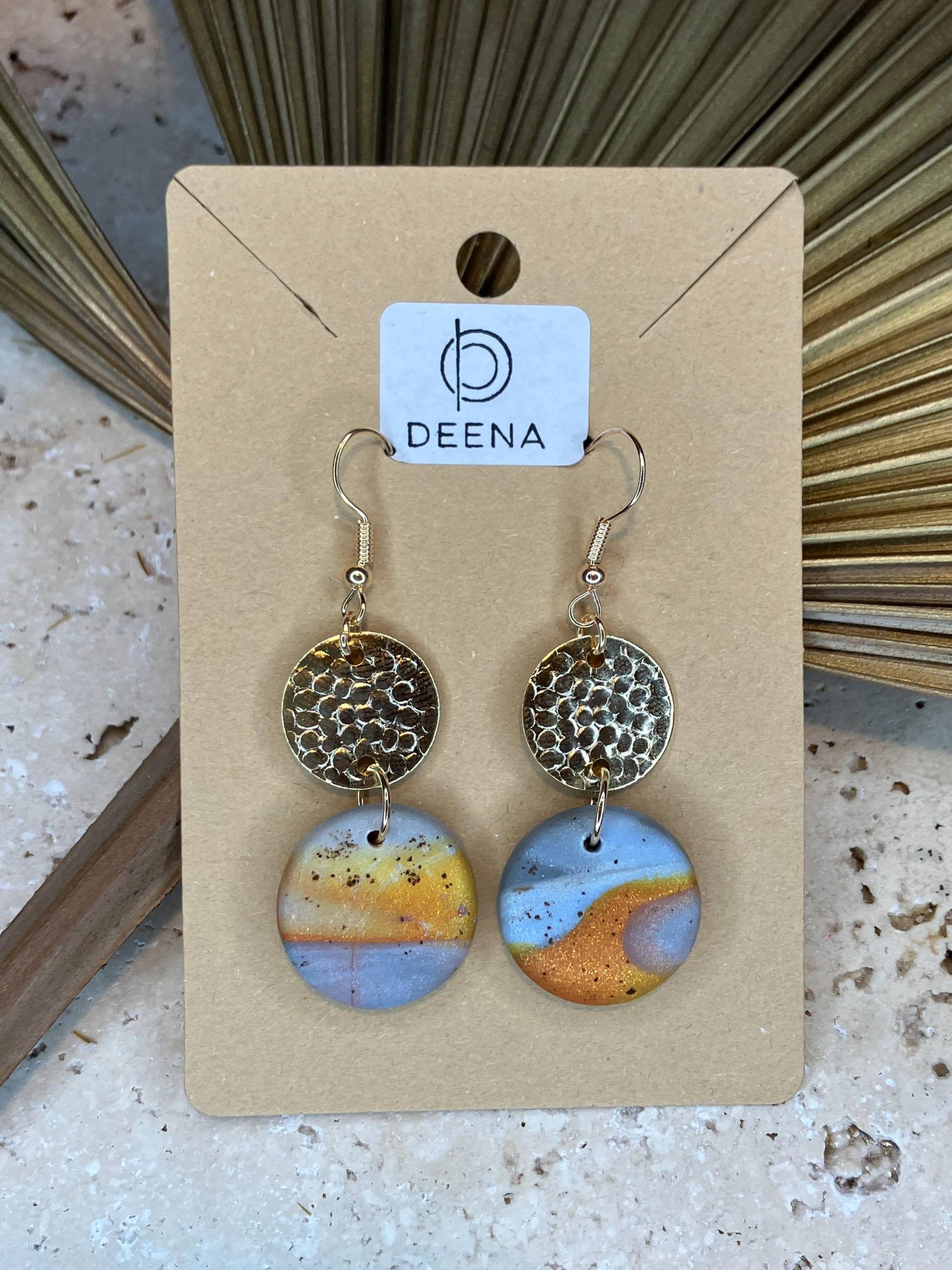 Deena - Handgemachte Ohrringe Aus Polymer Ton, Grau Orange Braun Gesprenkelt Mit Goldfarbenen Akzenten, Leicht & Elegant Deena - Handgemachte Ohrringe Aus Polymer Ton, Grau Orange Braun Gesprenkelt Mit Goldfarbenen Akzenten, Leicht & Elegant von DeenaDesignDortmund