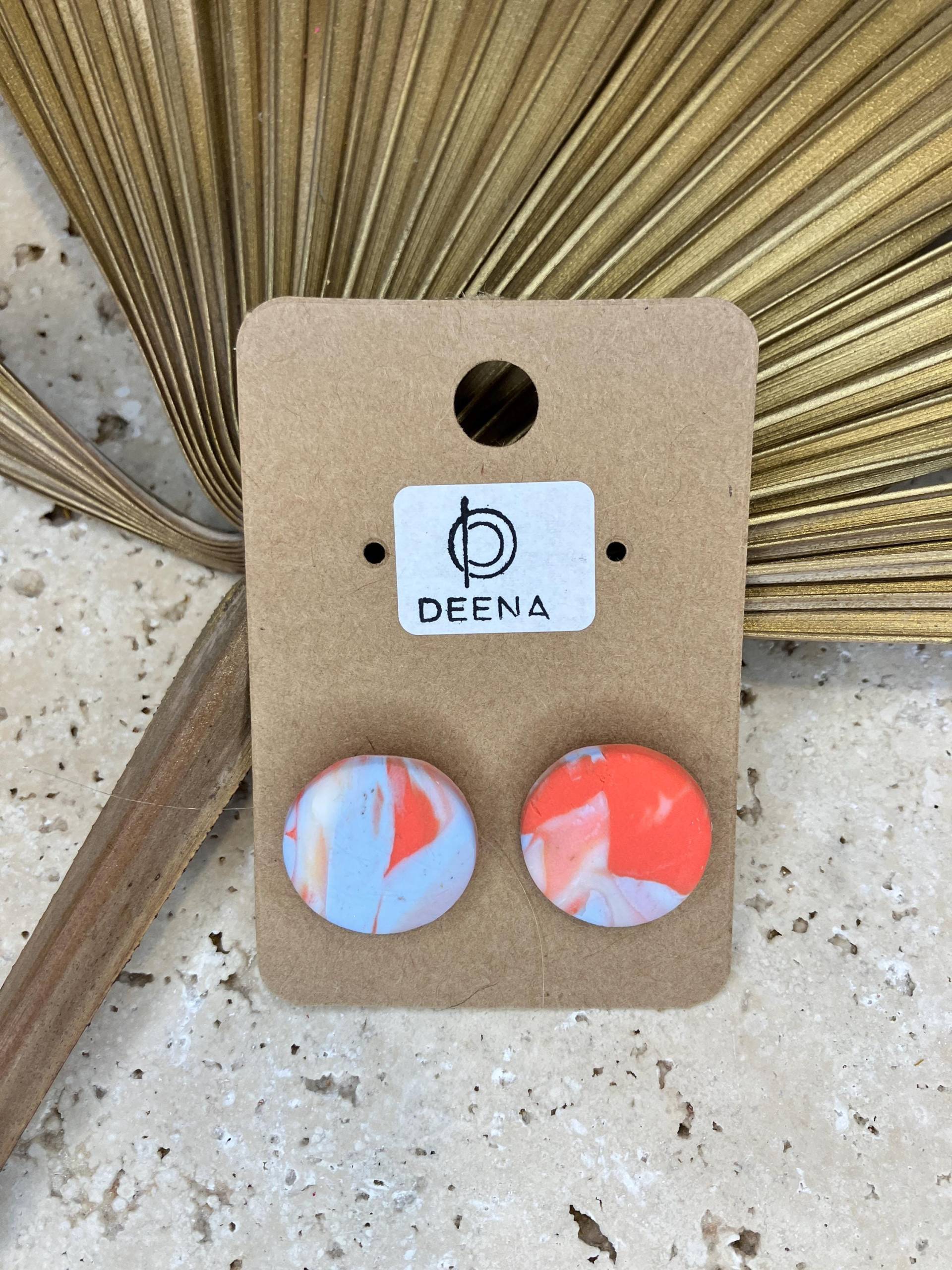Deena - Handgemachte Ohrstecker Aus Polymer Ton, Blau Koralle Weiß, Elegant & Minimalistisch Deena - Handgemachte Ohrstecker Aus Polymer Ton, Blau Koralle Weiß, Elegant & Minimalistisch von DeenaDesignDortmund