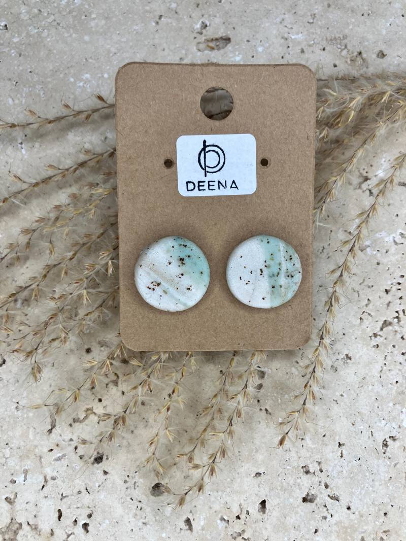 Deena - Handgemachte Ohrstecker Aus Polymer Ton, Grün Weiß Metallic Braun Gesprenkelt, Elegant & Minimalistisch Deena - Handgemachte Ohrstecker Aus Polymer Ton, Grün Weiß Metallic Braun Gesprenkelt, Elegant & Minimalistisch von DeenaDesignDortmund