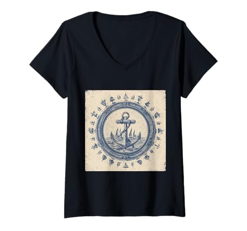 Damen Mariner's Faith || Sailor's Blue Ocean Soul || blauer Anker T-Shirt mit V-Ausschnitt Damen Mariner's Faith || Sailor's Blue Ocean Soul || blauer Anker T-Shirt mit V-Ausschnitt von Deep Blue Anchor Vintage theme