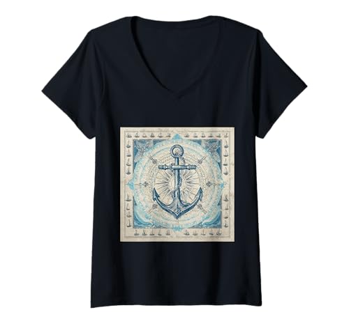 Damen Mariner's Faith || Sailor's Blue Ocean Soul || blauer Anker T-Shirt mit V-Ausschnitt Damen Mariner's Faith || Sailor's Blue Ocean Soul || blauer Anker T-Shirt mit V-Ausschnitt von Deep Blue Anchor Vintage theme