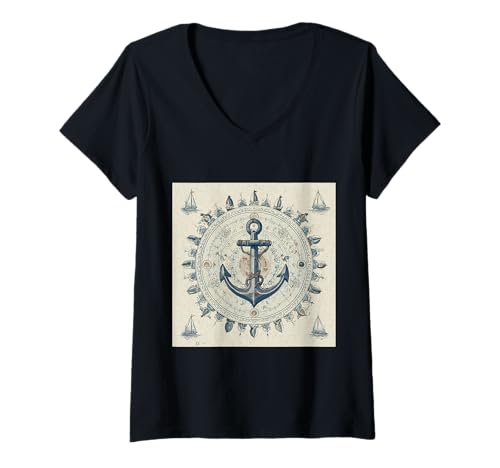 Damen Mariner's Faith || Sailor's Blue Ocean Soul || blauer Anker T-Shirt mit V-Ausschnitt Damen Mariner's Faith || Sailor's Blue Ocean Soul || blauer Anker T-Shirt mit V-Ausschnitt von Deep Blue Anchor Vintage theme