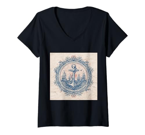 Damen Mariner's Faith || Sailor's Blue Ocean Soul || blauer Anker T-Shirt mit V-Ausschnitt Damen Mariner's Faith || Sailor's Blue Ocean Soul || blauer Anker T-Shirt mit V-Ausschnitt von Deep Blue Anchor Vintage theme