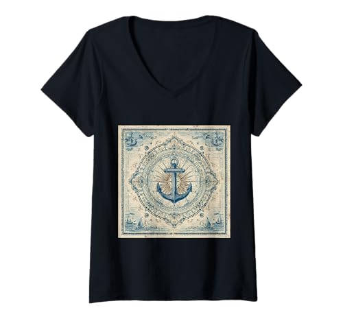 Damen Mariner's Faith || Sailor's Blue Ocean Soul || blauer Anker T-Shirt mit V-Ausschnitt Damen Mariner's Faith || Sailor's Blue Ocean Soul || blauer Anker T-Shirt mit V-Ausschnitt von Deep Blue Anchor Vintage theme