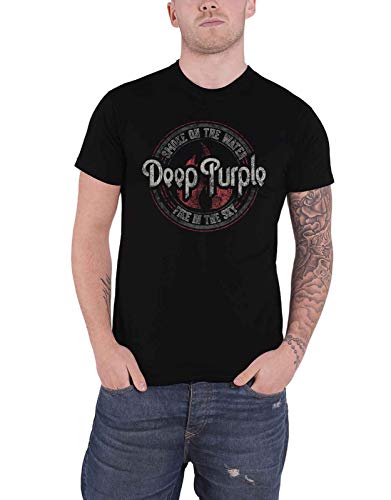 Deep Purple T Shirt Smoke on The Water Circle Band Logo Nue offiziell Herren von Deep Purple