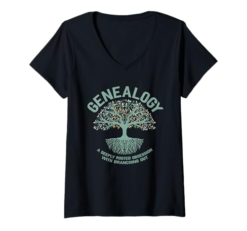 Damen Genealogie Familientyp Baumwurzeln Ancestry Linage Design T-Shirt mit V-Ausschnitt Damen Genealogie Familientyp Baumwurzeln Ancestry Linage Design T-Shirt mit V-Ausschnitt von Deep Wurzelbekleidung