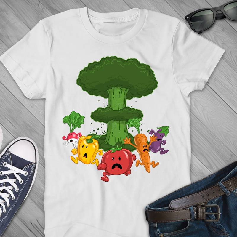 Lustiges Vegan T-Shirt Powered By Pflanzen, Gemüse Cartoon von DeepFriedArt