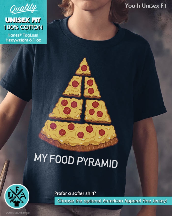 Pizza Junk Food Lustiges Jugend Kinder Shirt Und Kleinkind Größen Junkie von DeepFriedArt
