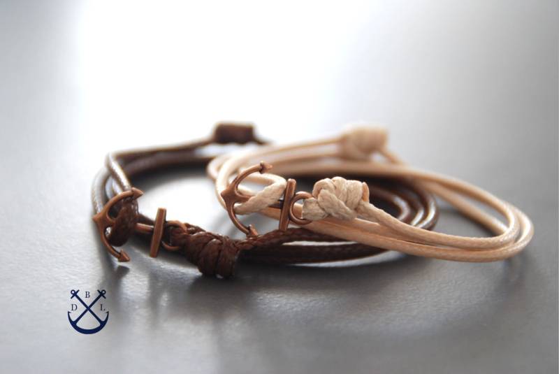 His & Hers Kupfer Anker Armbänder 2Er Set Herren Damen Paare Geschenk Armband Liebesarmband von Deepbluelegend