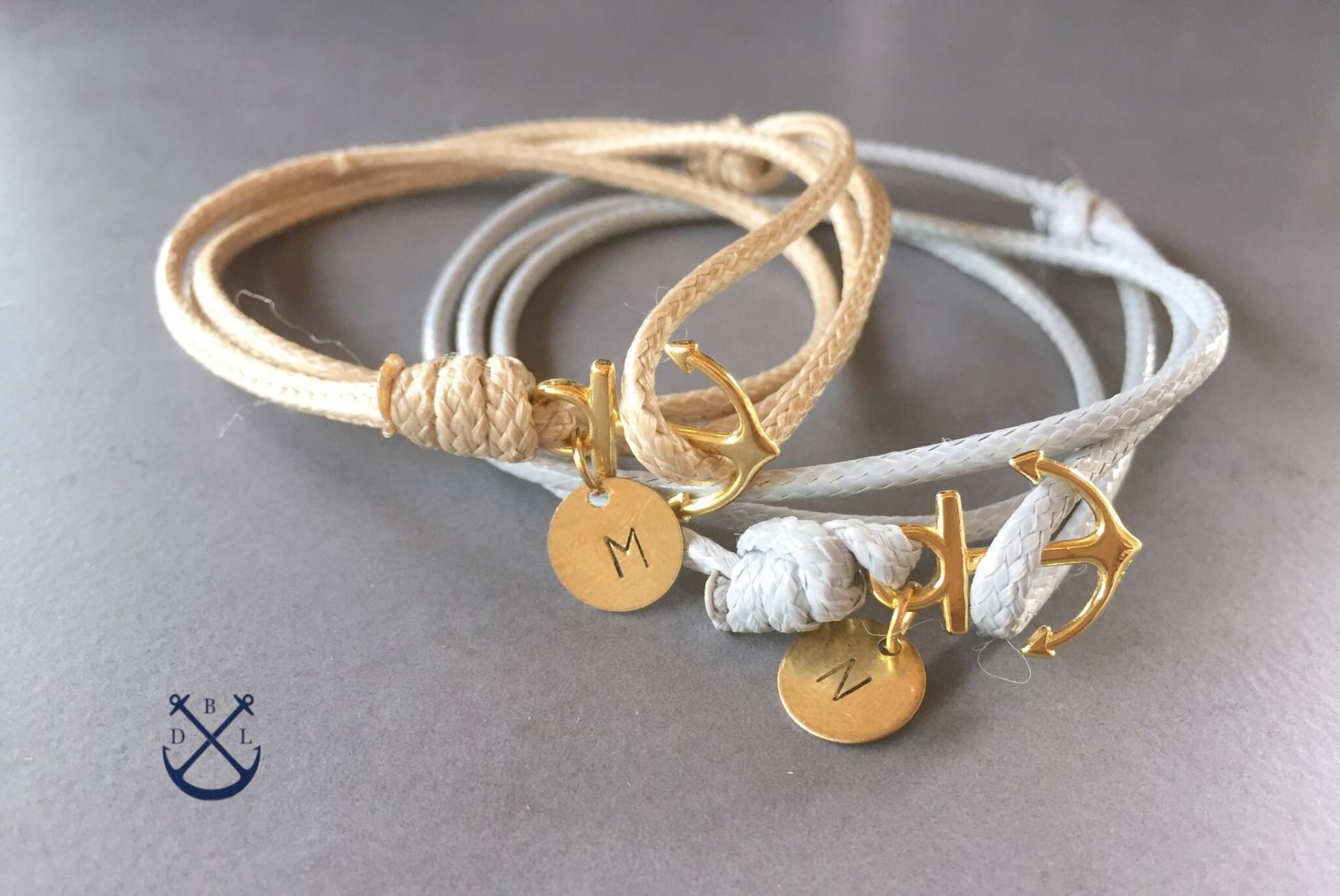 Personalisierte Sie Und Ihn Gold Anker Armbänder 2Er Set Herren Damen Paare Geschenk Armband Liebesarmband von Deepbluelegend