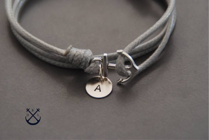 Personalisiertes Silber Anker Armband Dünne Kordel Herren Damen Geschenk Idee Paare Liebes von Deepbluelegend