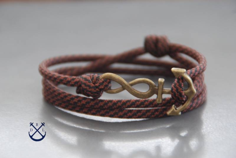 Wählen Sie Ihre Farbe Bronze Unendlichkeit Anker Armband Gebranntes Holz Seil Herren & Damen Geschenk Für Sie Ihn Unisex von Deepbluelegend