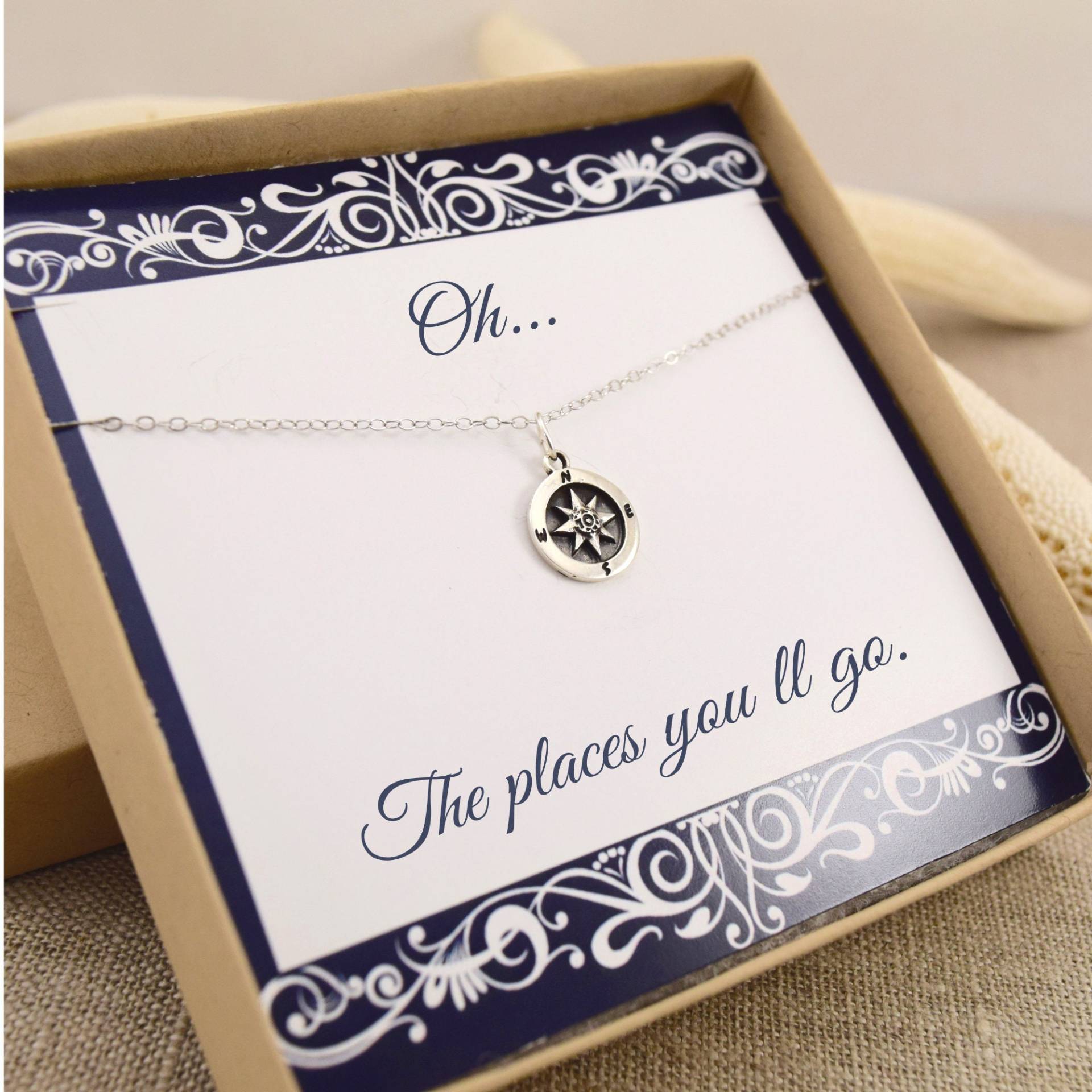 Kompass Halskette Aus Sterlingsilber, Geschenk Für Sie von DeeplyRootedLove